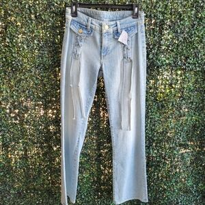 Kut From The Kloth Flare Vintage Look Lace Up Jeans NEW